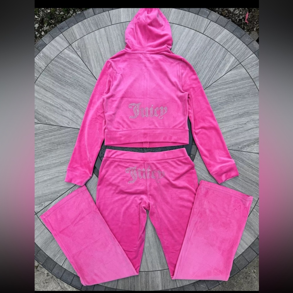 JUICY COUTURE BUBBLEGUM Velour OG Bling Tracksuit Hoodie & Pant Set XS,s,m,L
